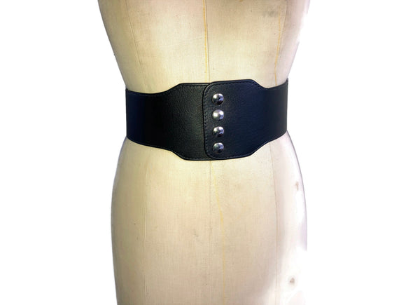 Snapped Leather Corset Belt with elastic