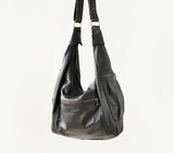 Big Black Handmade Leather Crossbody Bag Ella
