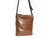 Handmade Leather Cross Body Shopping Bag- The Ginnette Tan