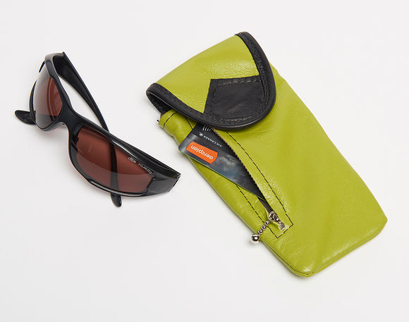 lime leather glasses case