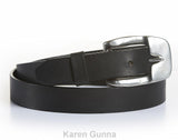 Hand Forged Solid Brass Buckle With Genuine Wide Leather Belt Black