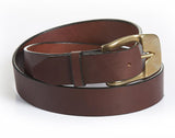 Hand Forged Solid Brass Buckle With Genuine Wide Leather Belt Brown