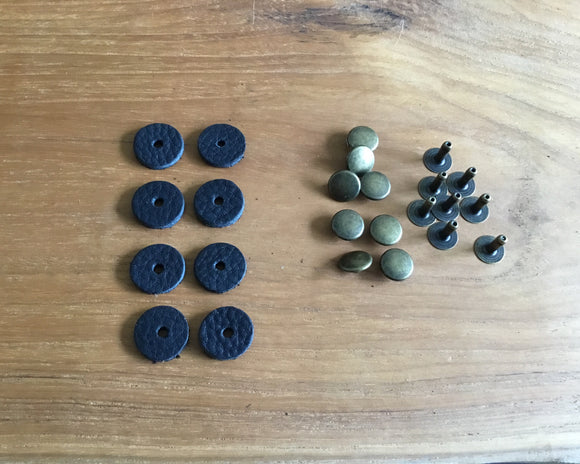 8 rivets and leather washers