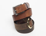Harness Leather Mens Belt, Casual Jeans Belt-1.25" Wide Distressed Brown