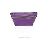 purple coin pouch with 3 zippers