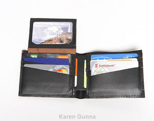 mans leather wallet with ID window
