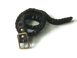 dark brown narrow leather linked belt