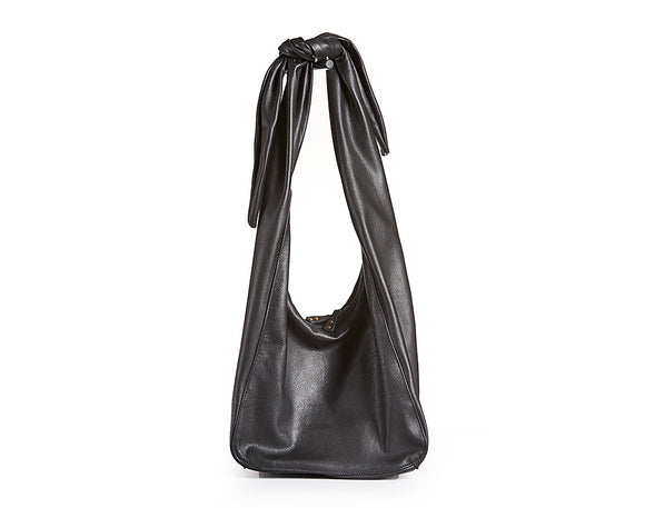 Huge Slouchy Black Leather Crossbody Bag