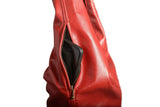 Large Genuine Leather Big Hobo Bag Red Pocket detail Nora