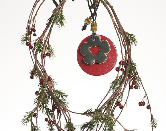 Leather Christmas Tree Ornaments, Christmas Flower Decoration.