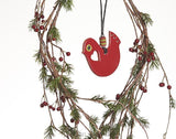 Leather Christmas Tree Ornaments, Christmas Bird Decoration.