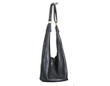 Large Genuine Leather Big Hobo Bag Black Nora