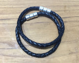 Simple Thin Braided Leather Magnetic Bracelet