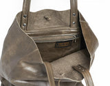 Large Leather Tote Shopping Bag inside