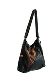Clearance Sale, Black with Brown Leather Drawstring Bag-The Stella