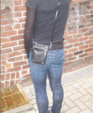 model wearing cell phone pouch