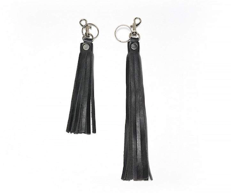 Long black Leather Tassel Keychain