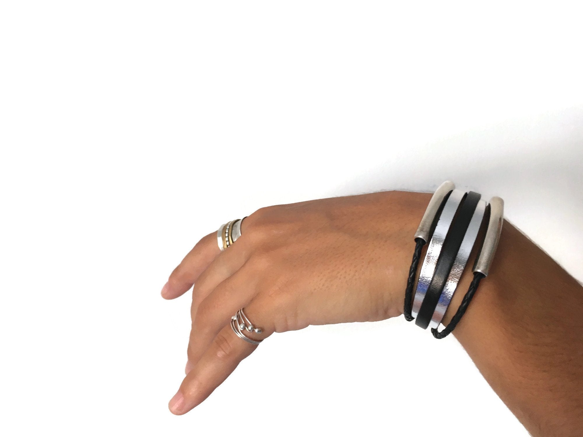 Multi Strand Leather Magnetic Bracelet-The Tubular – KarenGunna