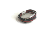Multi Strand Silver Tubular Leather Magnetic Bracelet Red