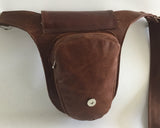 under flap leather waist bag
