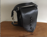 black leather waist bag