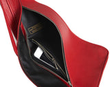 Leather Waist Bag, Leather Hip Pack, Leather Fanny Pouch in Red inside view Victoria
